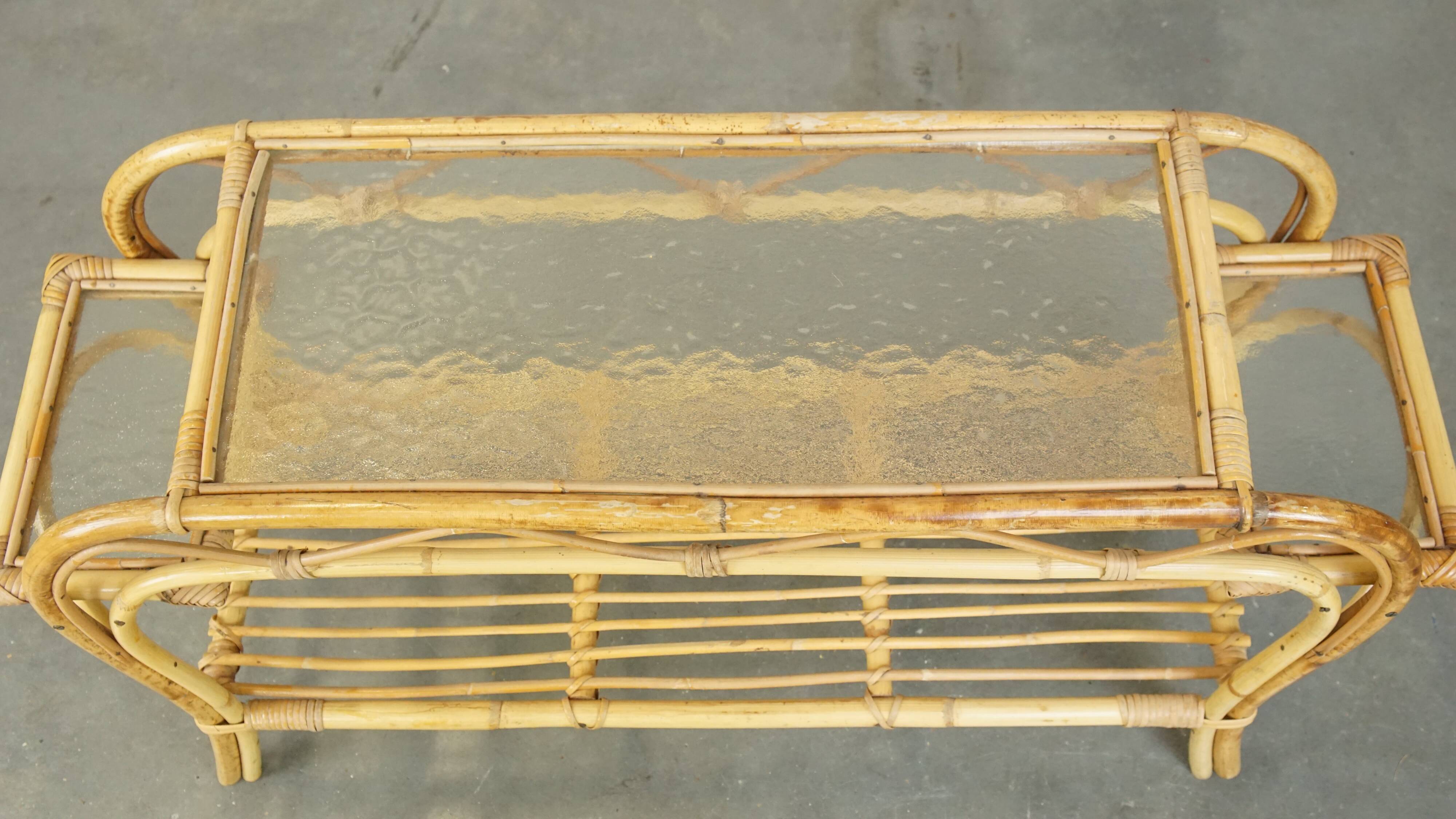 vintage rattan coffee table by Rohé Noordwolde from the 1950s