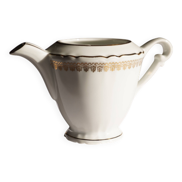 Pot à lait en porcelaine blanc et doré, Evor France