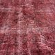 Distressed Turkish Narrow Runner 270 x 100 cm Wool Vintage rug, Over-dyed Red
