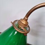 Bronze desk lamp with a green opaline conical shade, 1920.