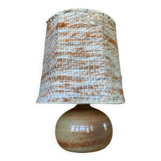 Lampe en grès, abat-jour en laine