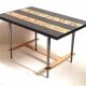 Coffee table with ceramic tiles and gold leaf, height 36 cm, 1950s