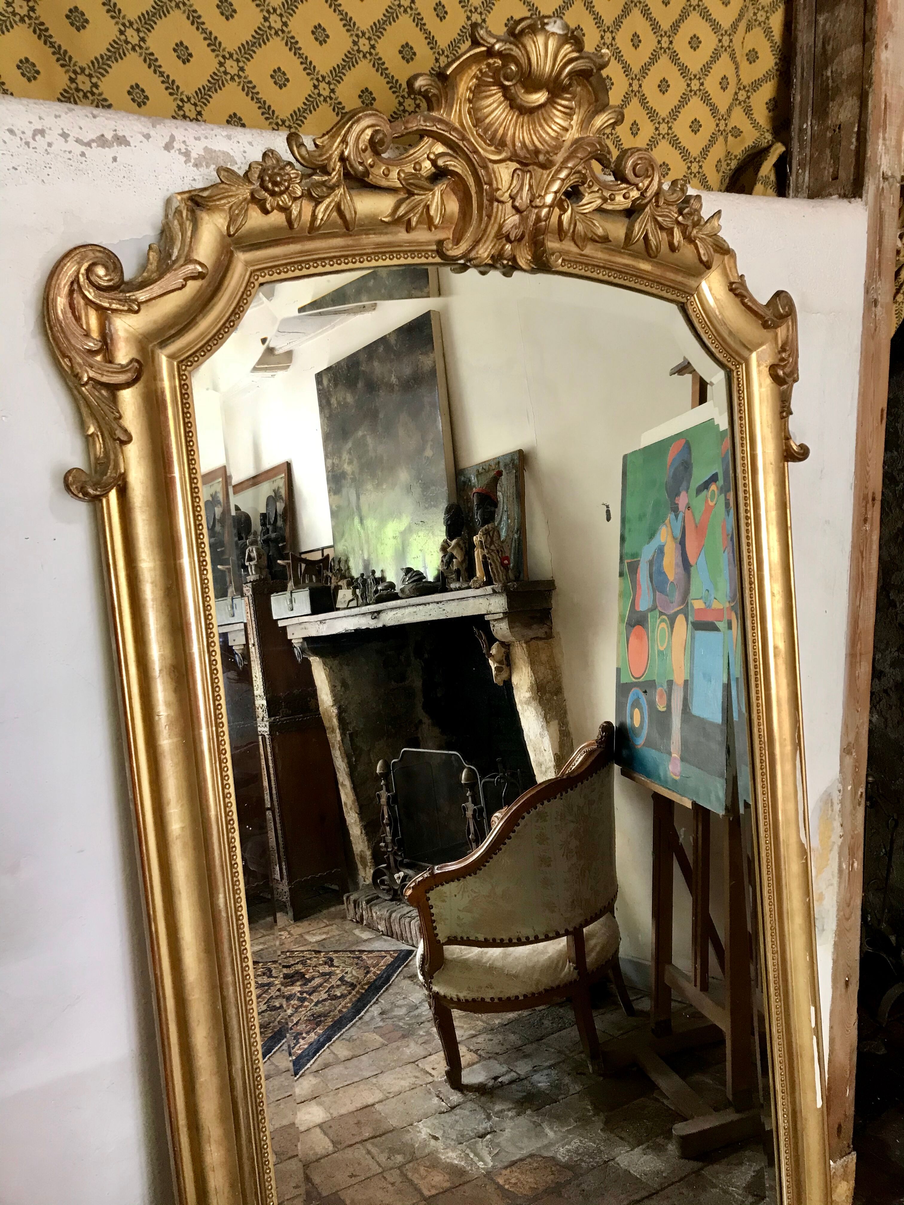 Large golden antique mirror 95x190cm