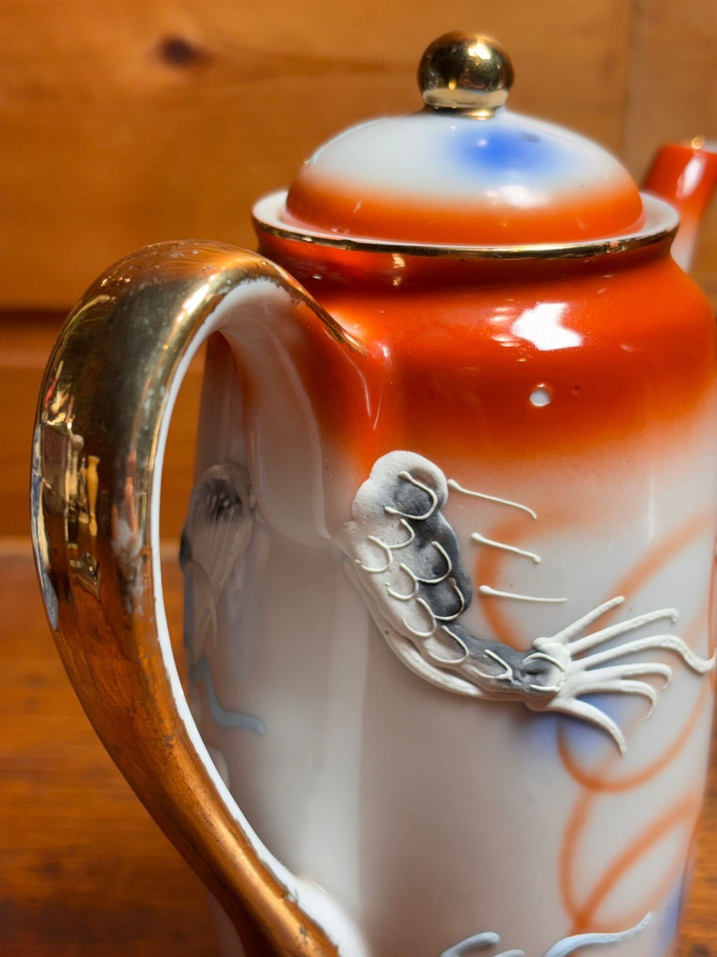Tokai China Nagoya Japan Teapot/Coffee pot ceramic dragon relief