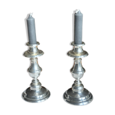 Pair of silver-plated candlesticks, silversmith Meurgey in Paris.