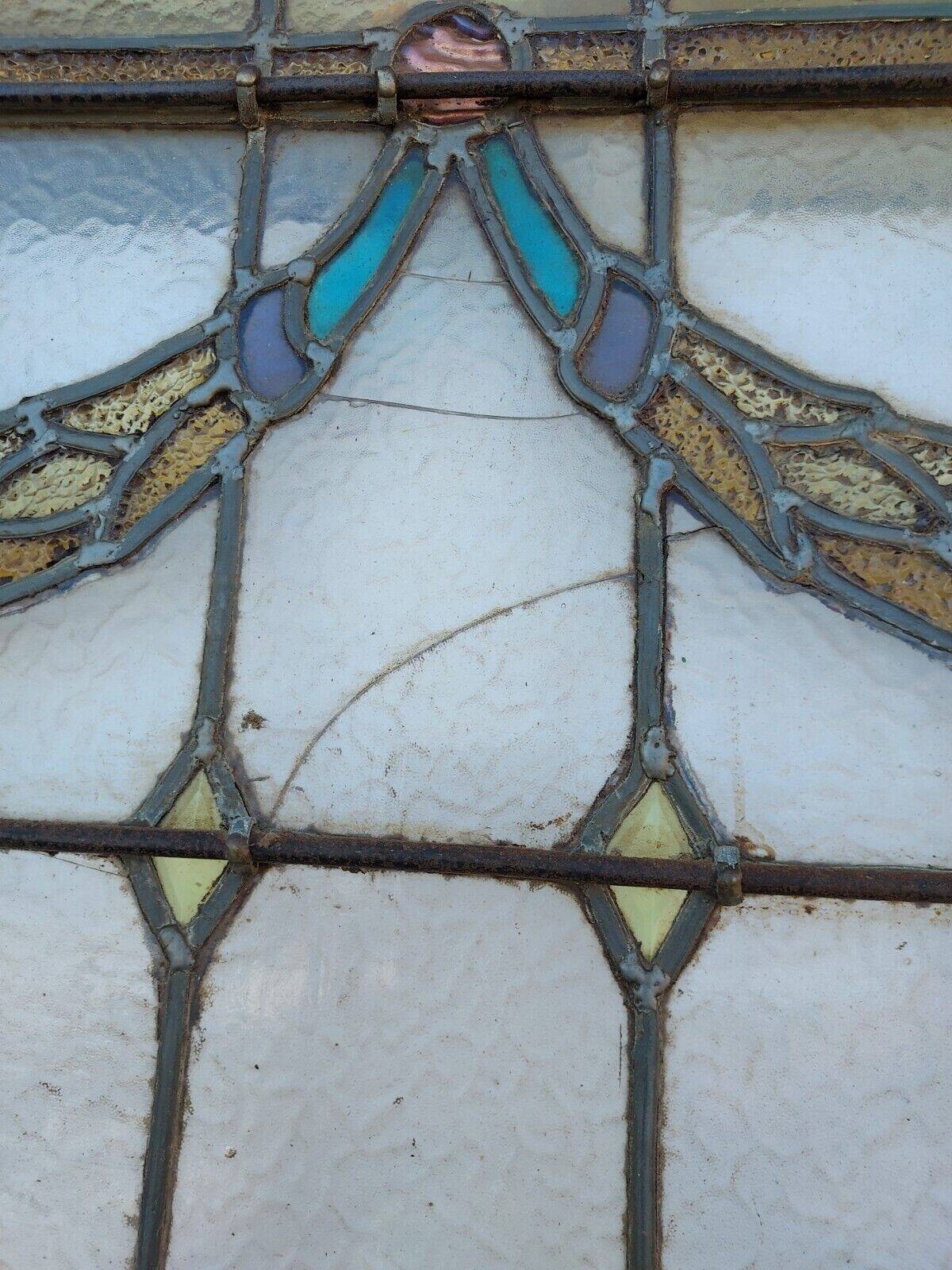 oak door with stained glass