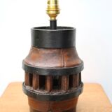 Folk art lamp base in wood and metal, 1970s