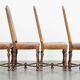 Set of 4 antique wooden and sheepskin leather dining chairs
