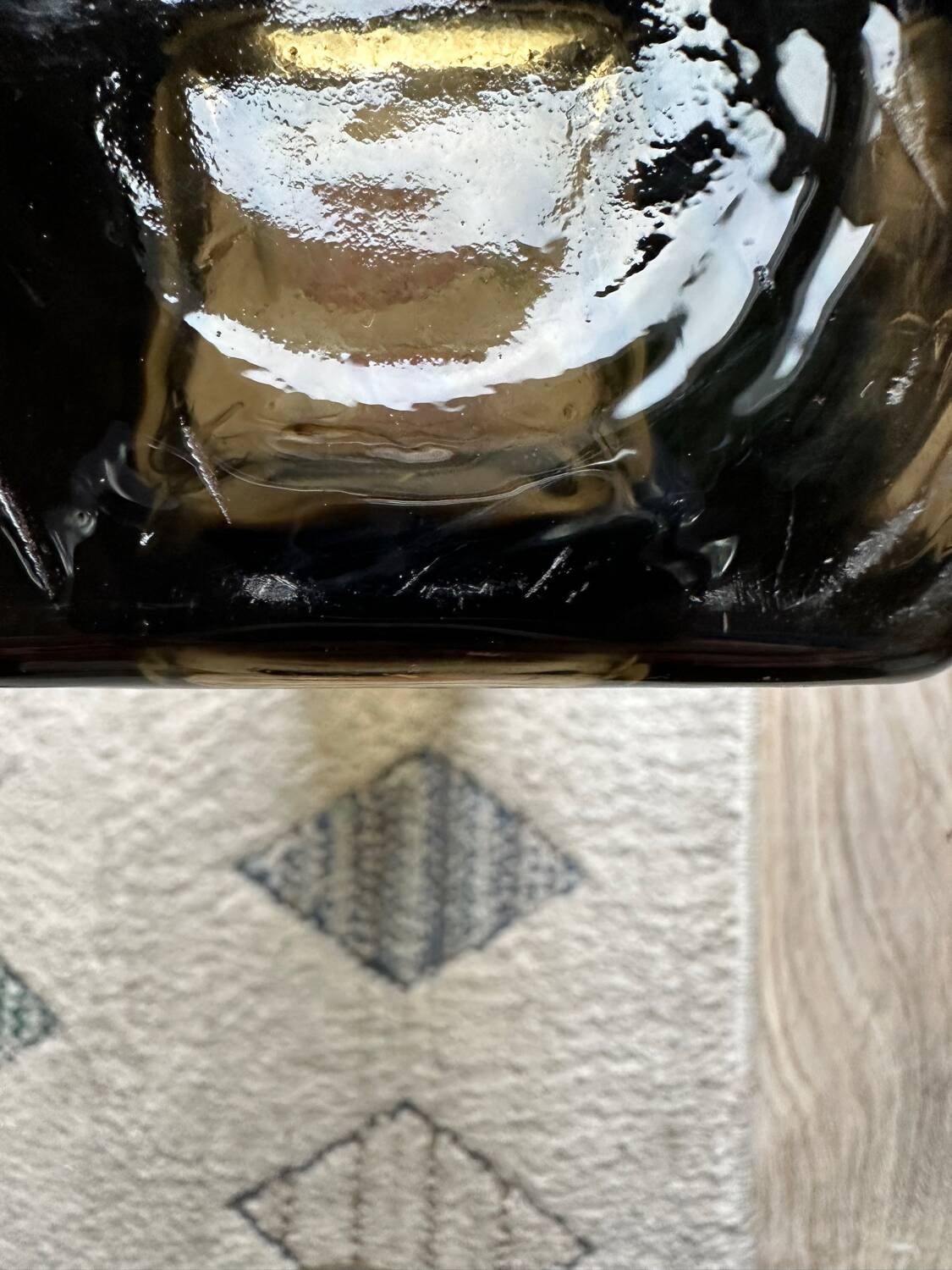 Rectangular smoked glass vase design in retro vintage Murano spirit