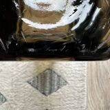 Rectangular smoked glass vase design in retro vintage Murano spirit