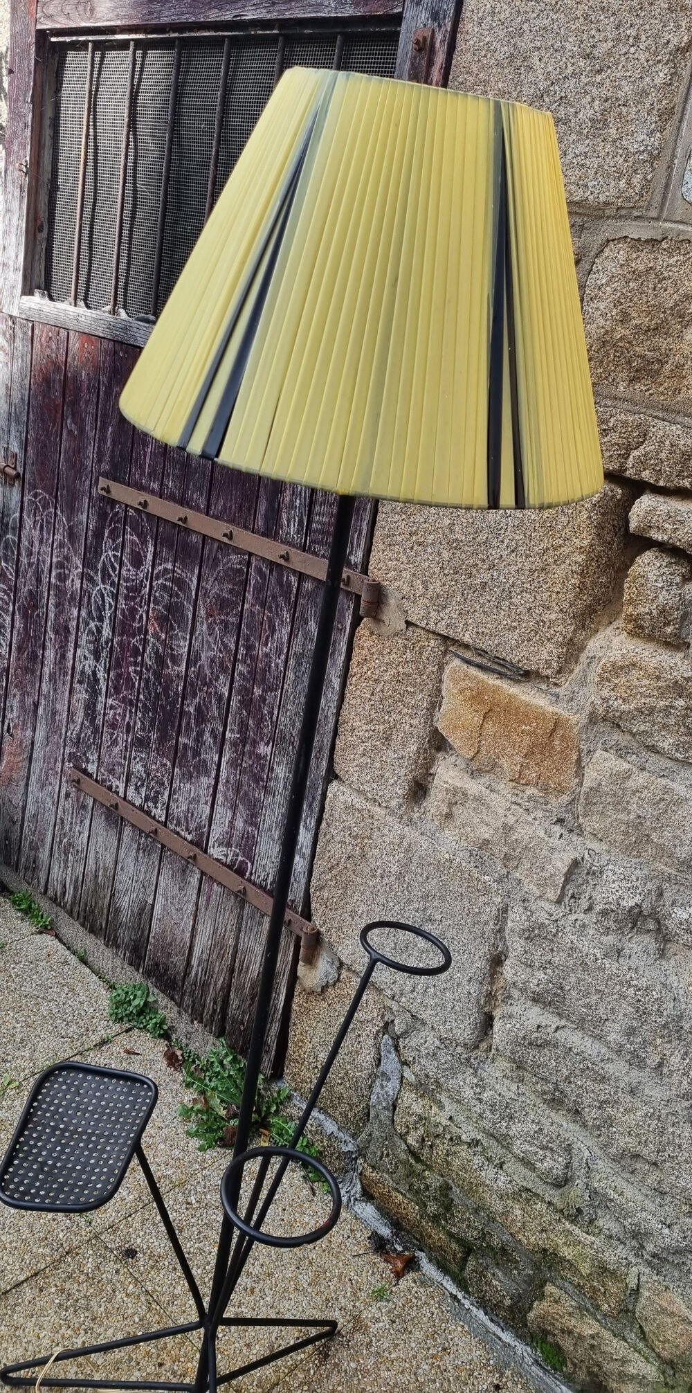 Tripod floor lamp, shelf and plant holder, vintage, 50s