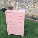 Vintage chest of drawers 1950 pink Shabby