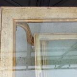 Old large coffee table in gilded wood and glass