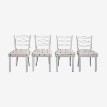 4 chaises métal blanc années 50/60