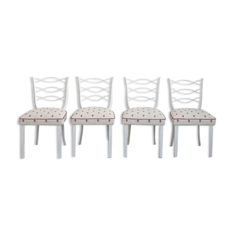 4 chaises métal blanc années 50/60