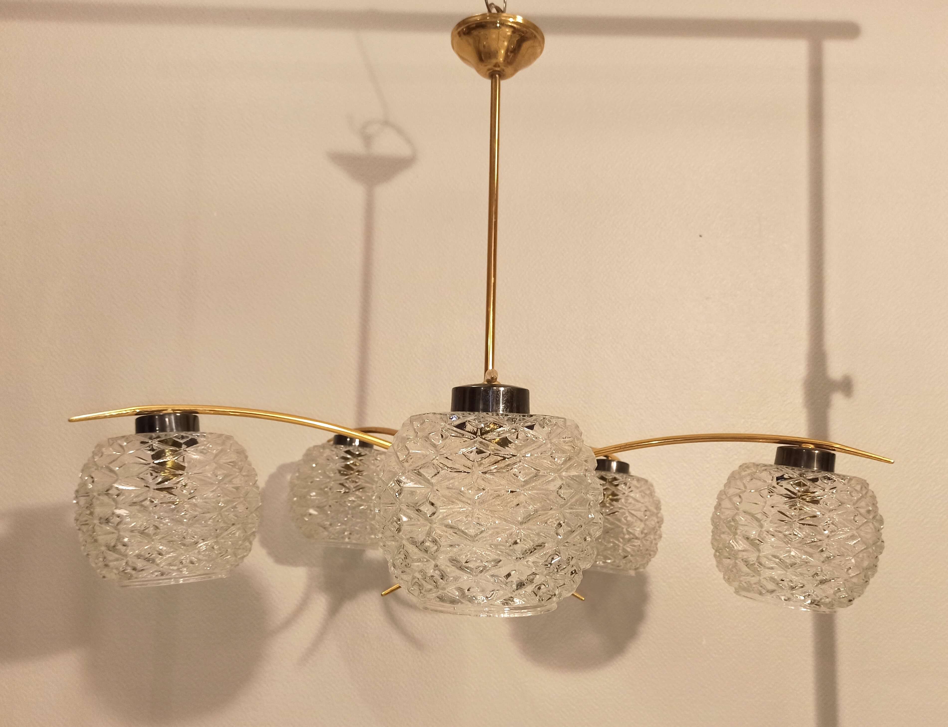 Vintage chandelier 5 burners large diameter