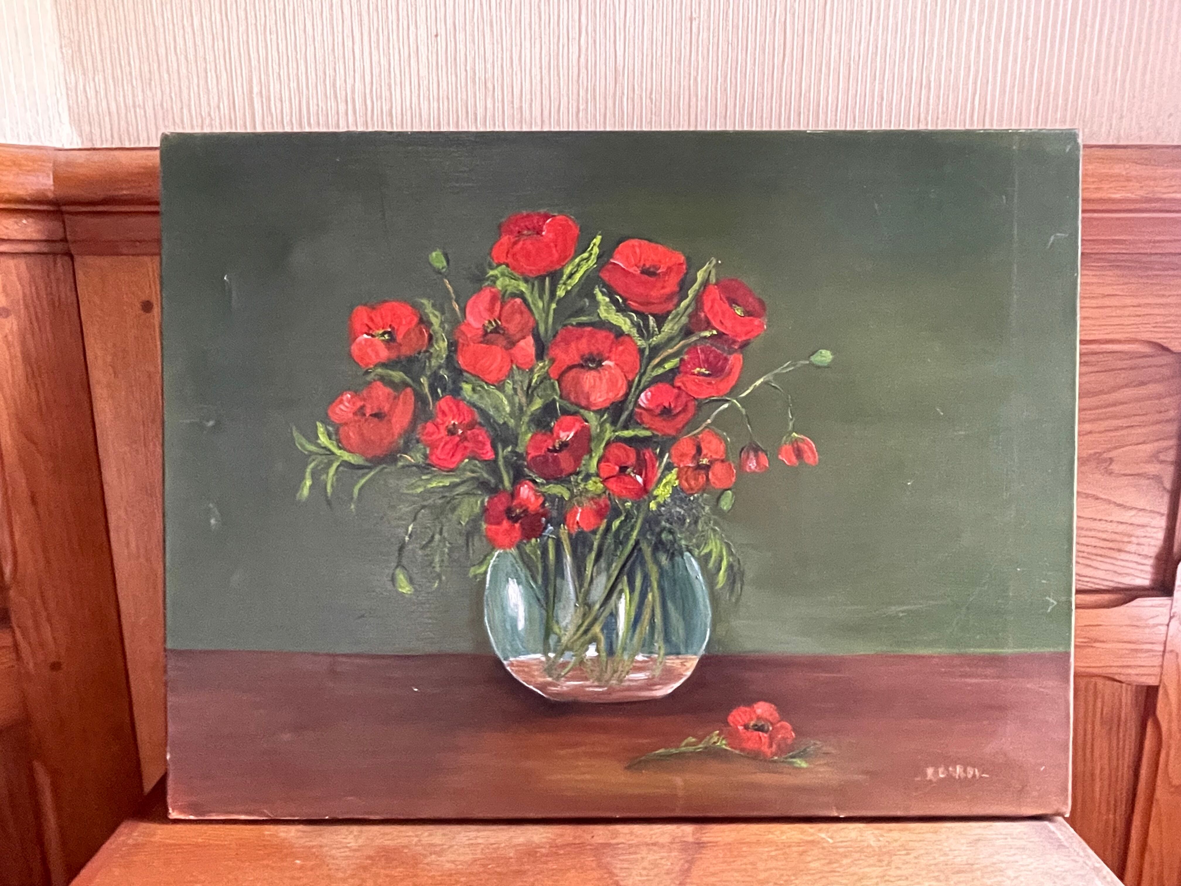 Bouquet de coquelicots huile sur toile