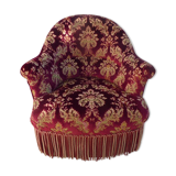 Velvet toad with backrest and firm seat in burgundy red color