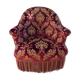 Velvet toad with backrest and firm seat in burgundy red color