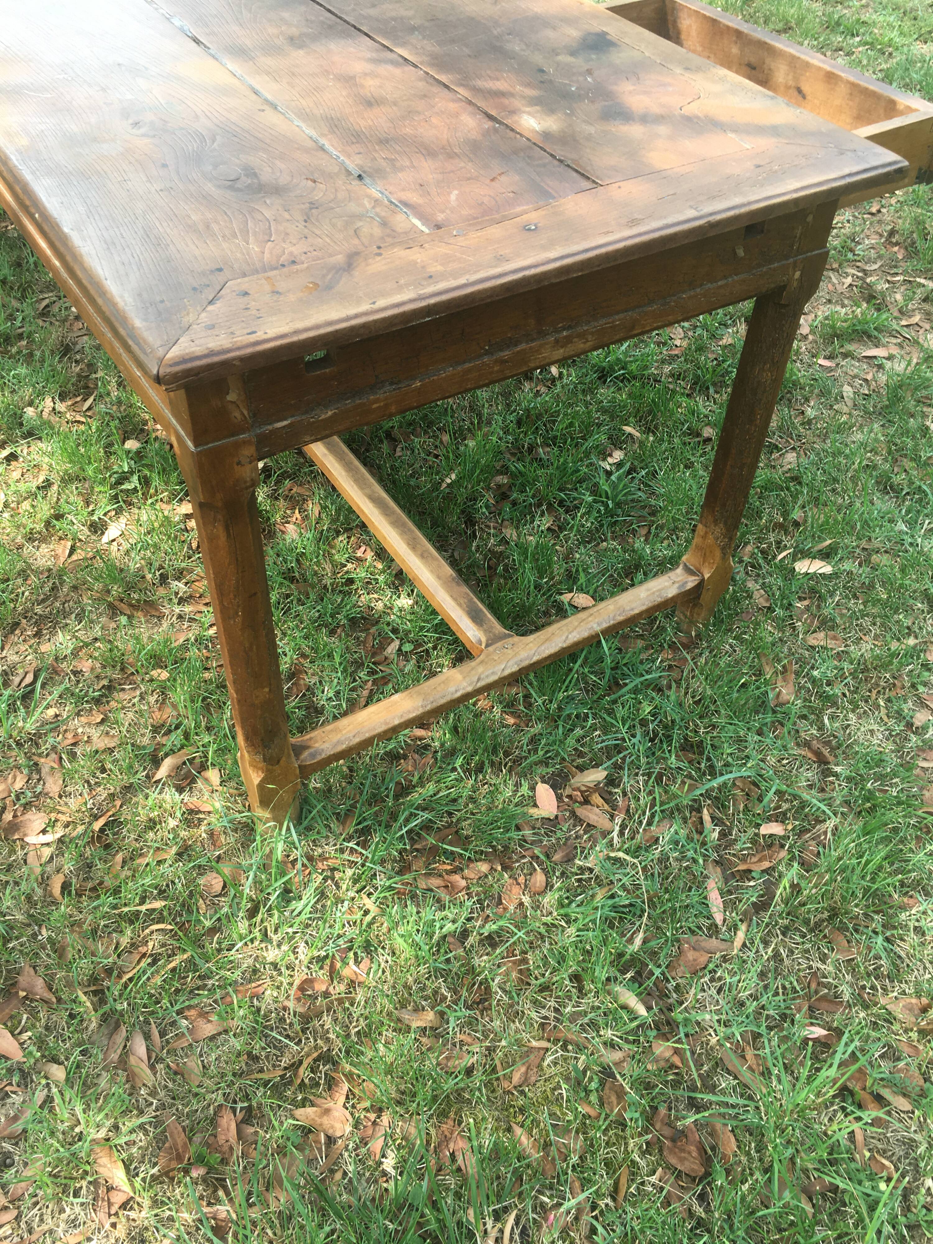 Kitchen farmhouse table in oak and chestnut eighteenth with two drawers 196/87-78h