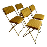 Set of 4 vintage Lafuma CHANTAZUR folding chairs from the 70s in mustard.