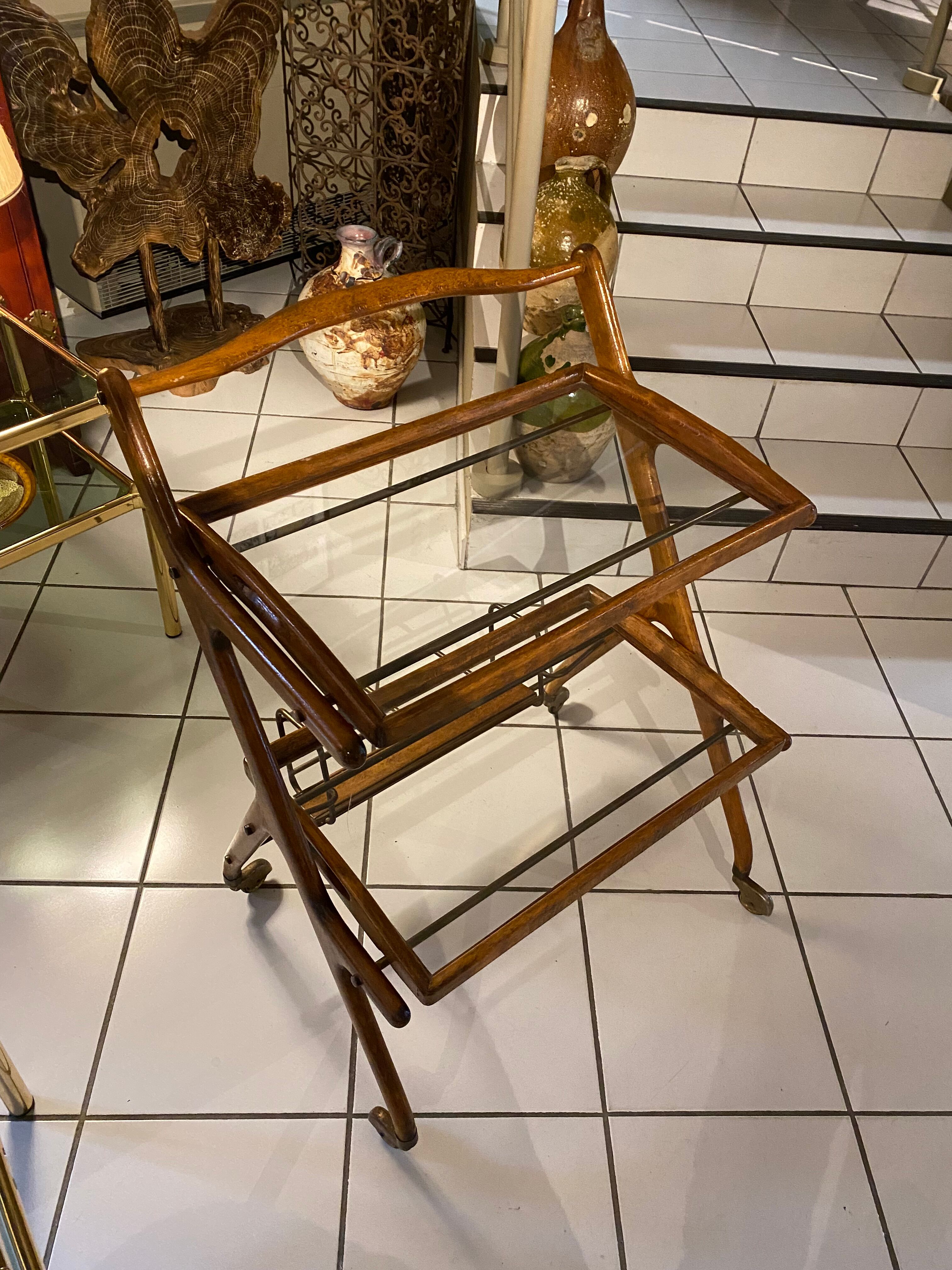 Wooden and glass serving table