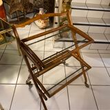Wooden and glass serving table
