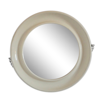 Round cream mirror from the 70s
