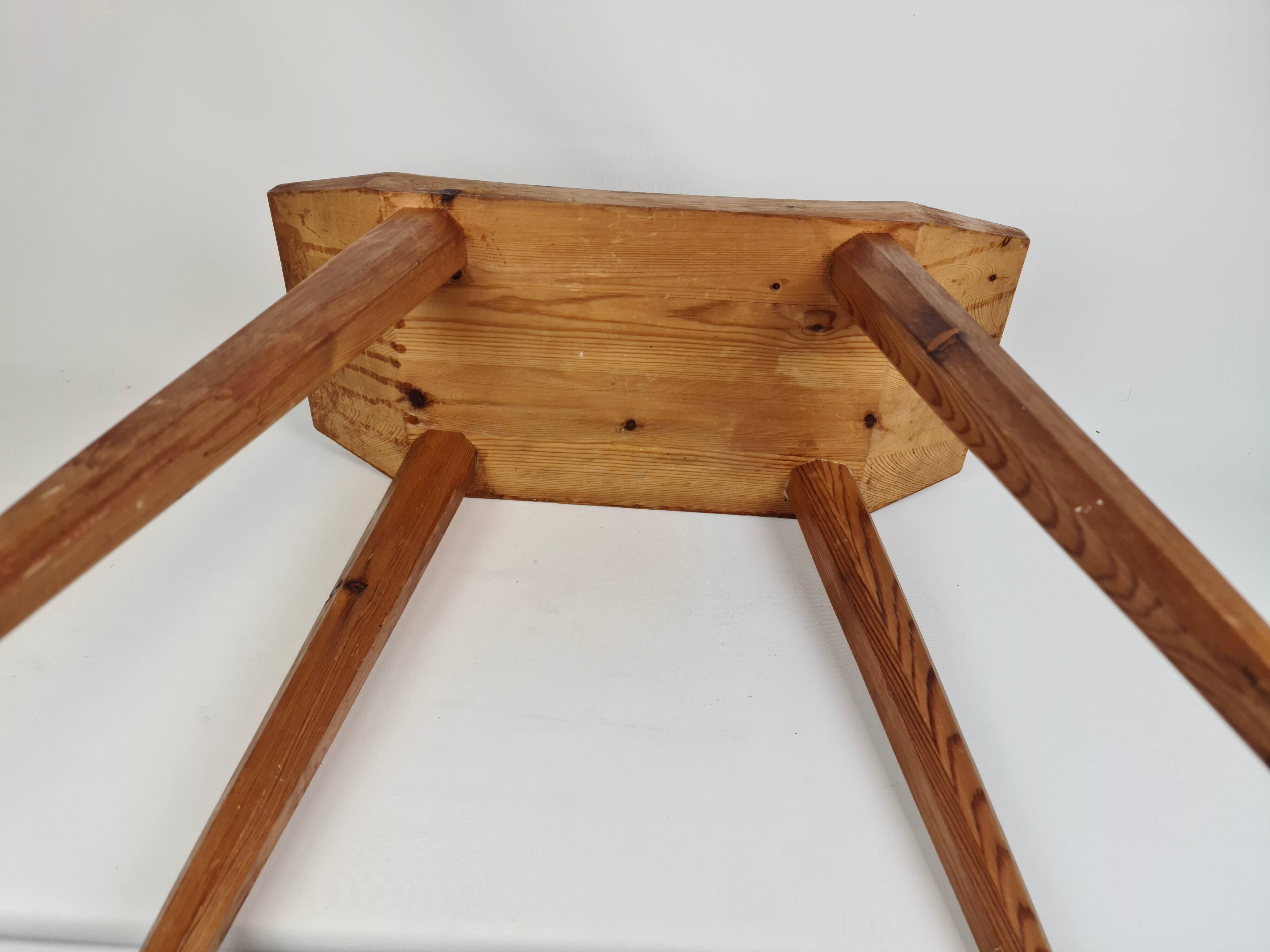 Swedish lacquered pine stool, 1970s