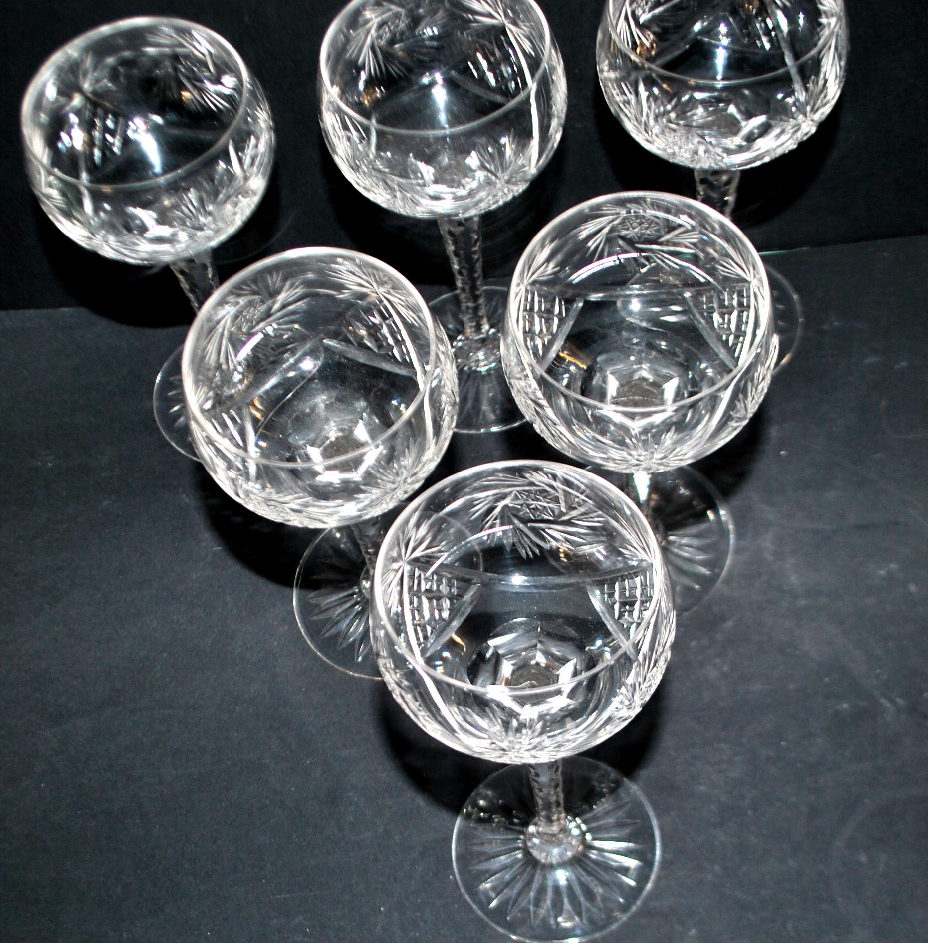 SAINT-LOUIS Balloon Wine Glass ROEMER in cut crystal star 1930 H15.3cm