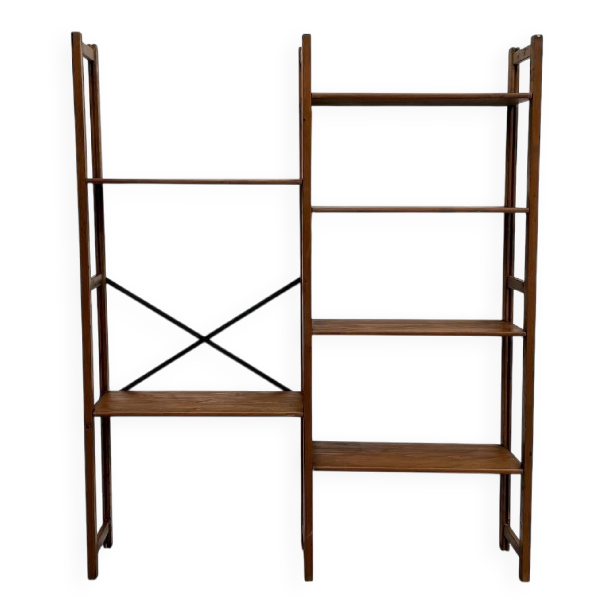 XXL Modernist Library in Solid Pine – 1950s Design – L164 cm