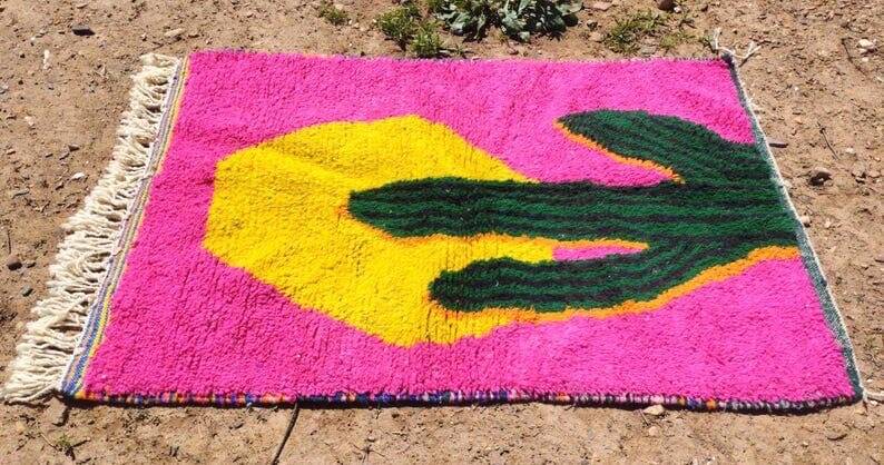 Handcrafted Beni Ouraine rug, size 100 x 200 cm