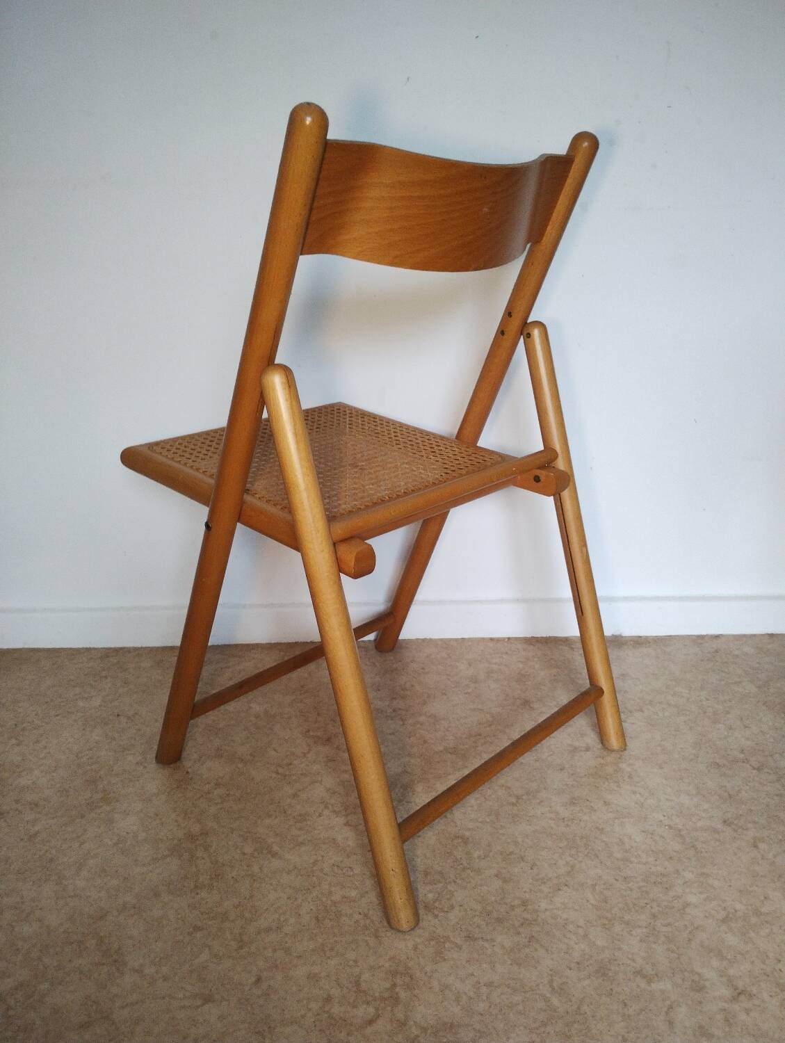 Cane-seated folding chair