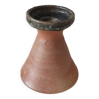 Ceramic candle holder signed Robert Heraud Sancerre La Borne gres