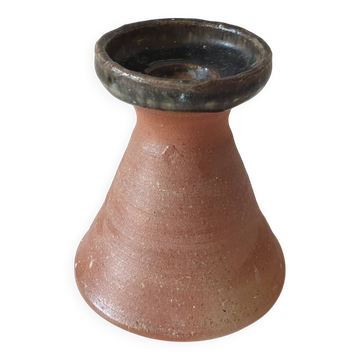 Ceramic candle holder signed Robert Heraud Sancerre La Borne gres