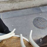 White lacquered wooden bistro chair