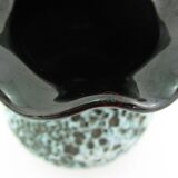 Small corolla vase in black, red and white Fat Lava ceramic - Panassidi Vallauris France - vintage