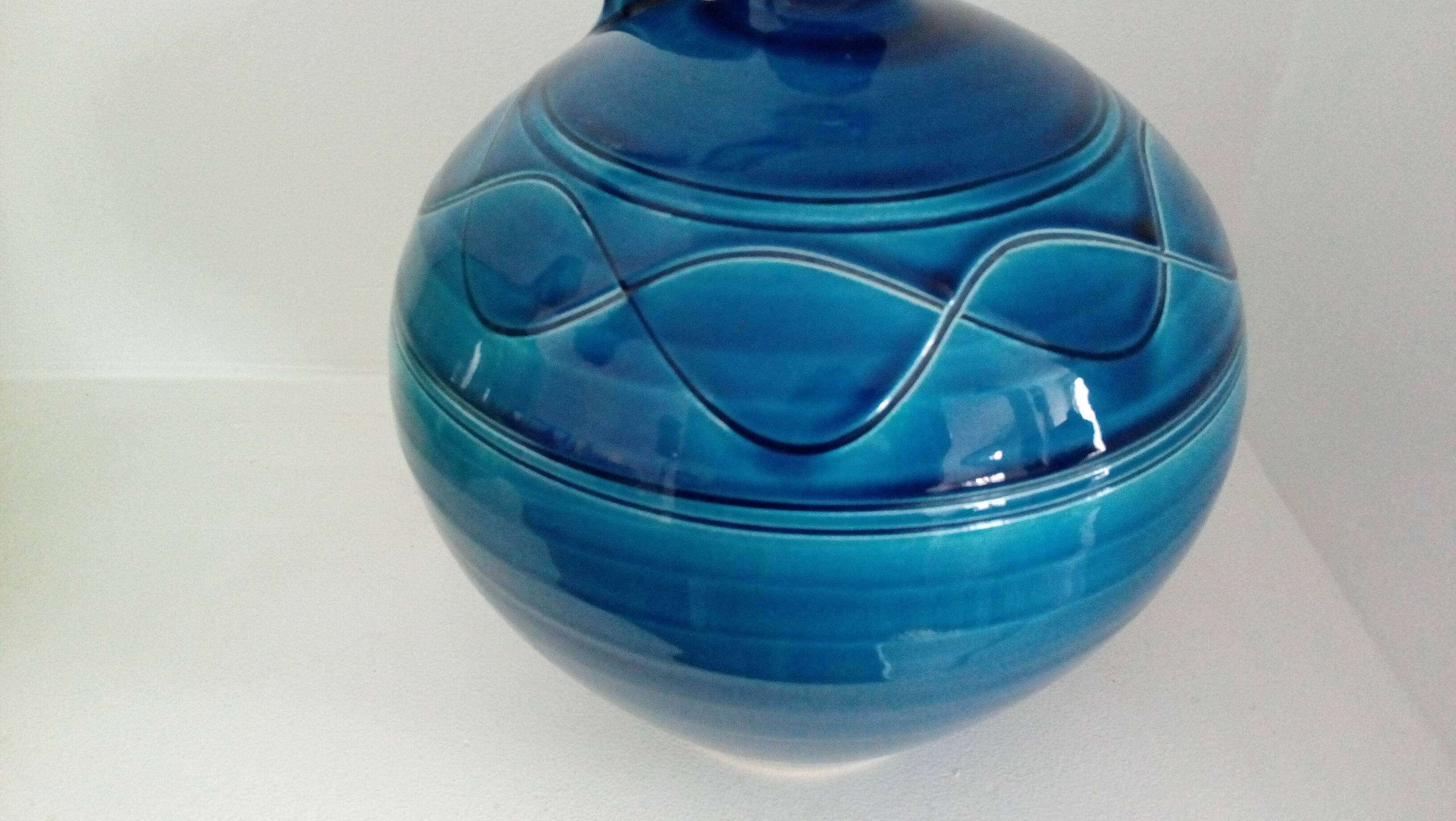 Enamelled jug artisanal pottery