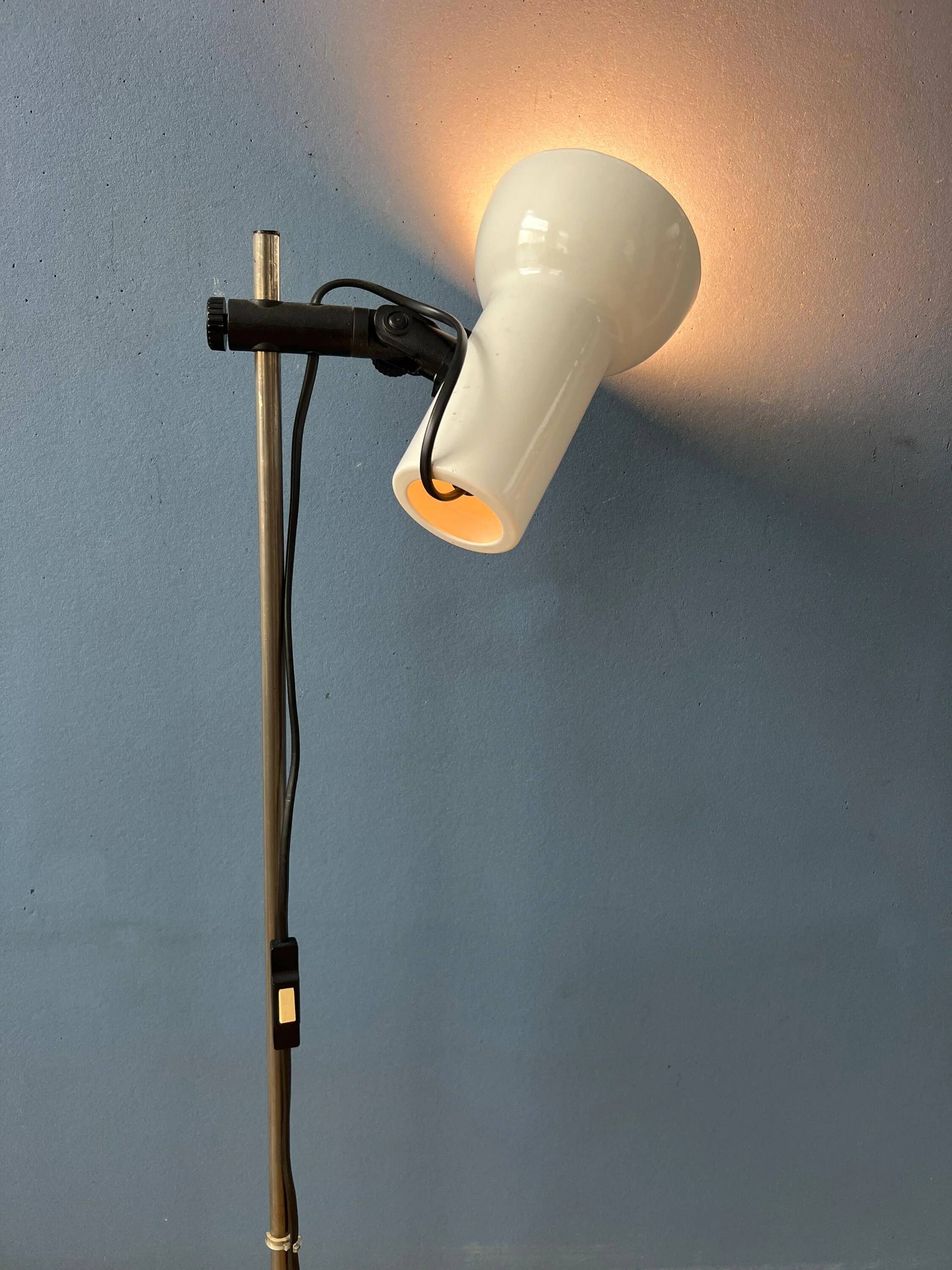 Small white mid-century floor lamp