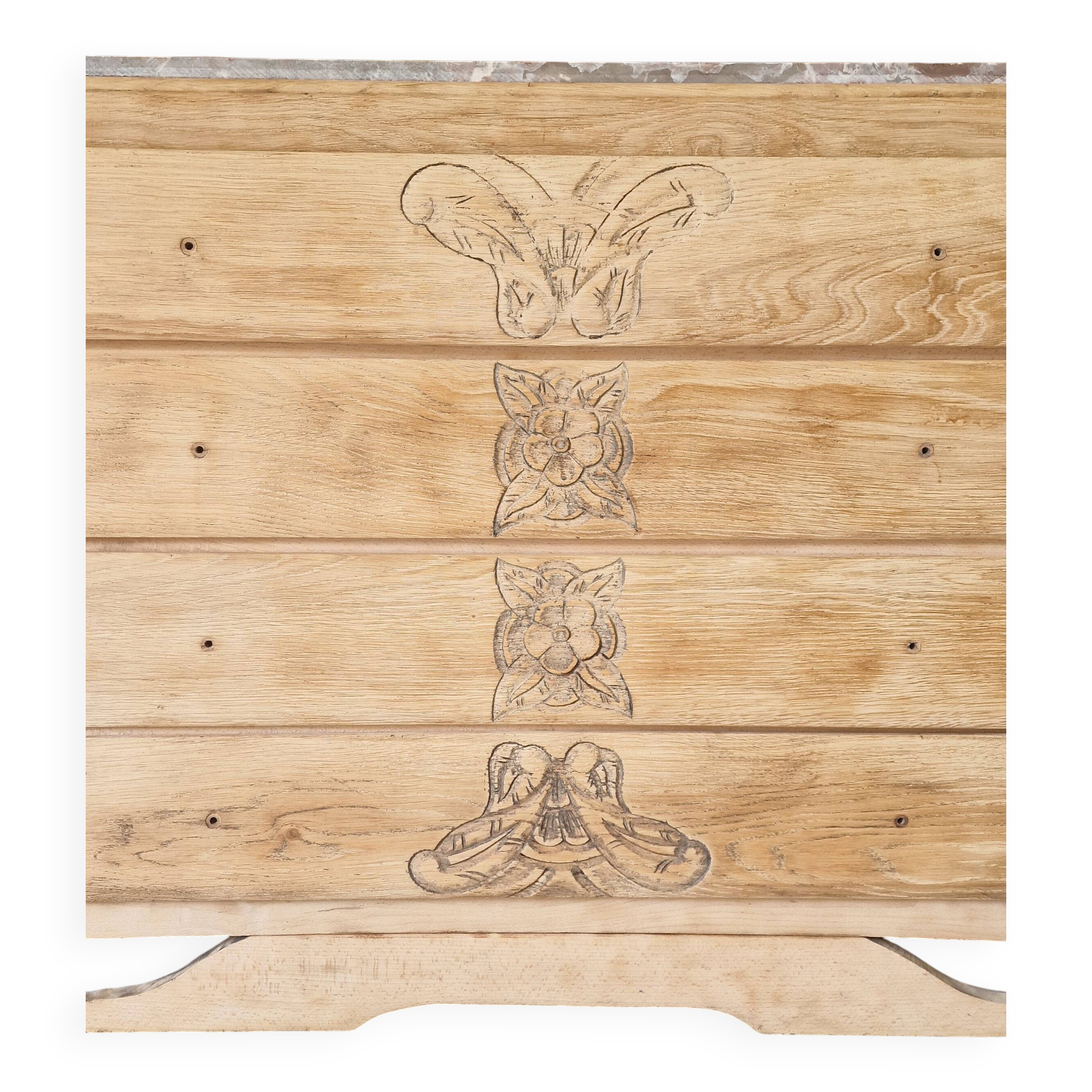 Wood and marble chest of drawers