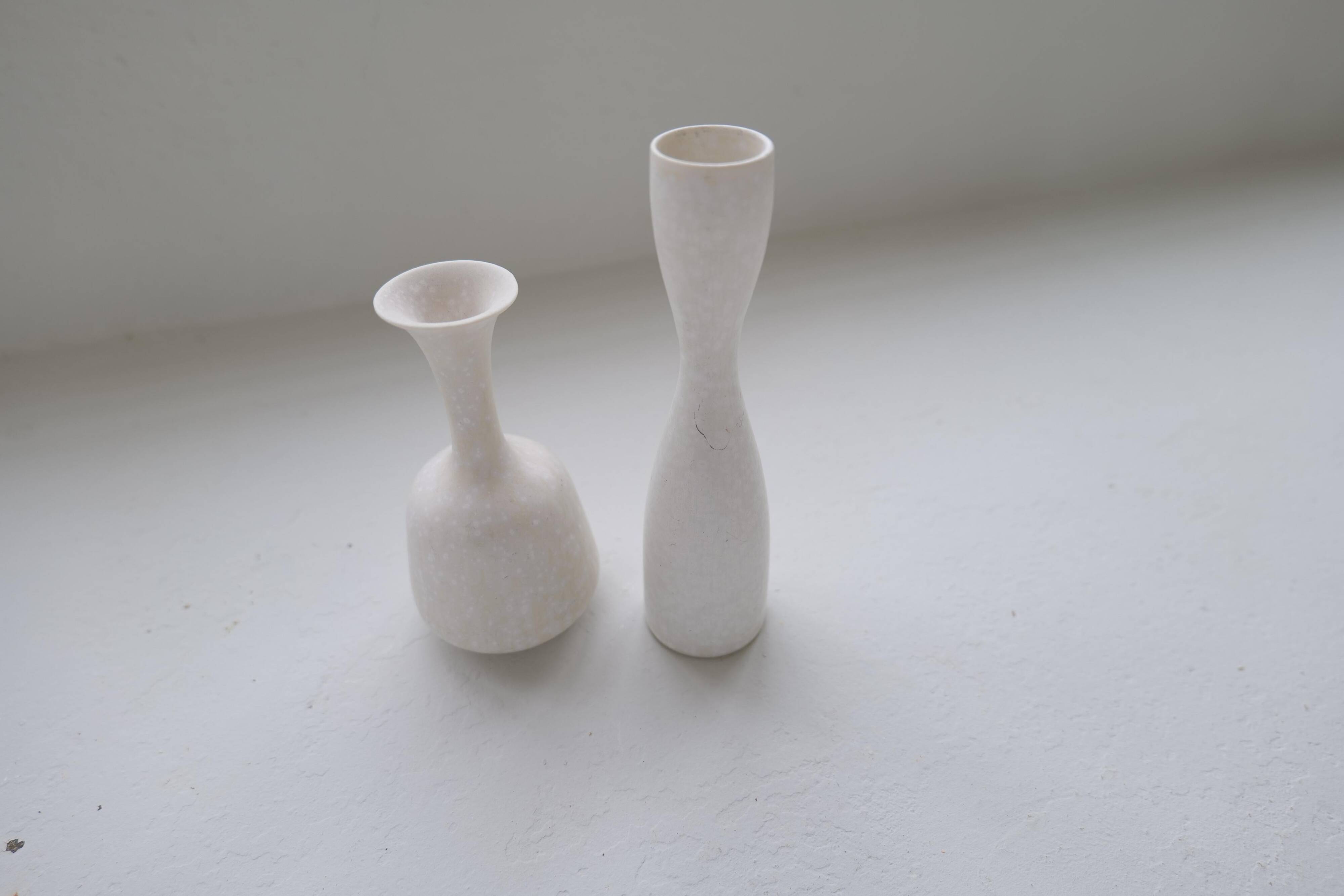 Group of 6 white and grey Midcentury Modern vessels Rörstrand Sweden 1950