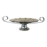 Art Deco smoked glass and aluminum bowl – France, 1935–50s