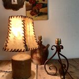 Pyrite ceramic lamp, new 2M fabric cable, 70s lampshade