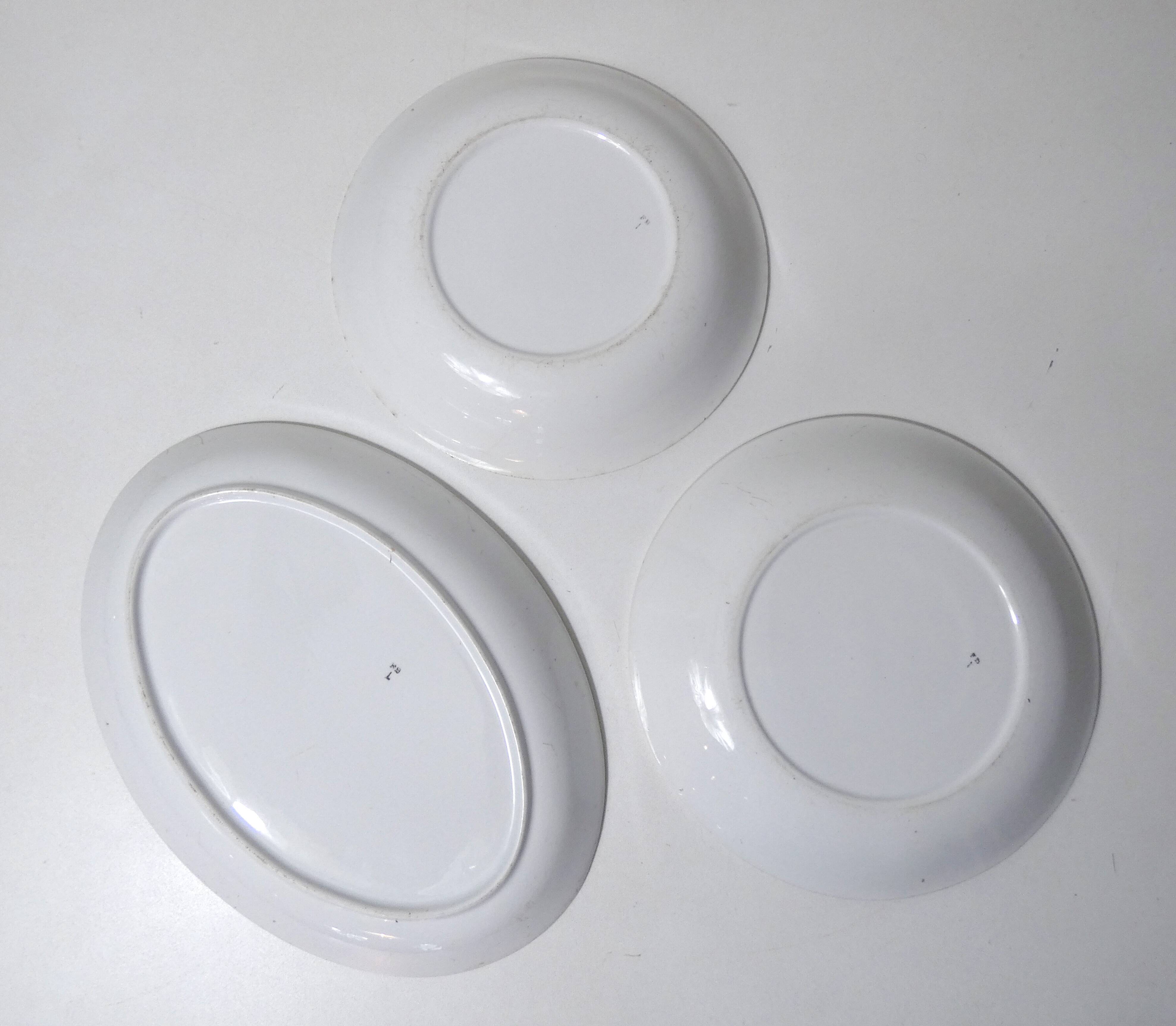 3 old FB Digoin earthenware dishes