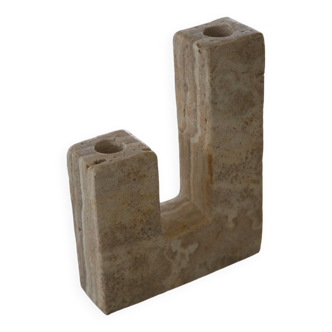 Travertine candle holder