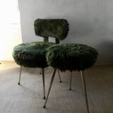 Chair and tripod stool "moumoute" by Pelfran, around 1970.