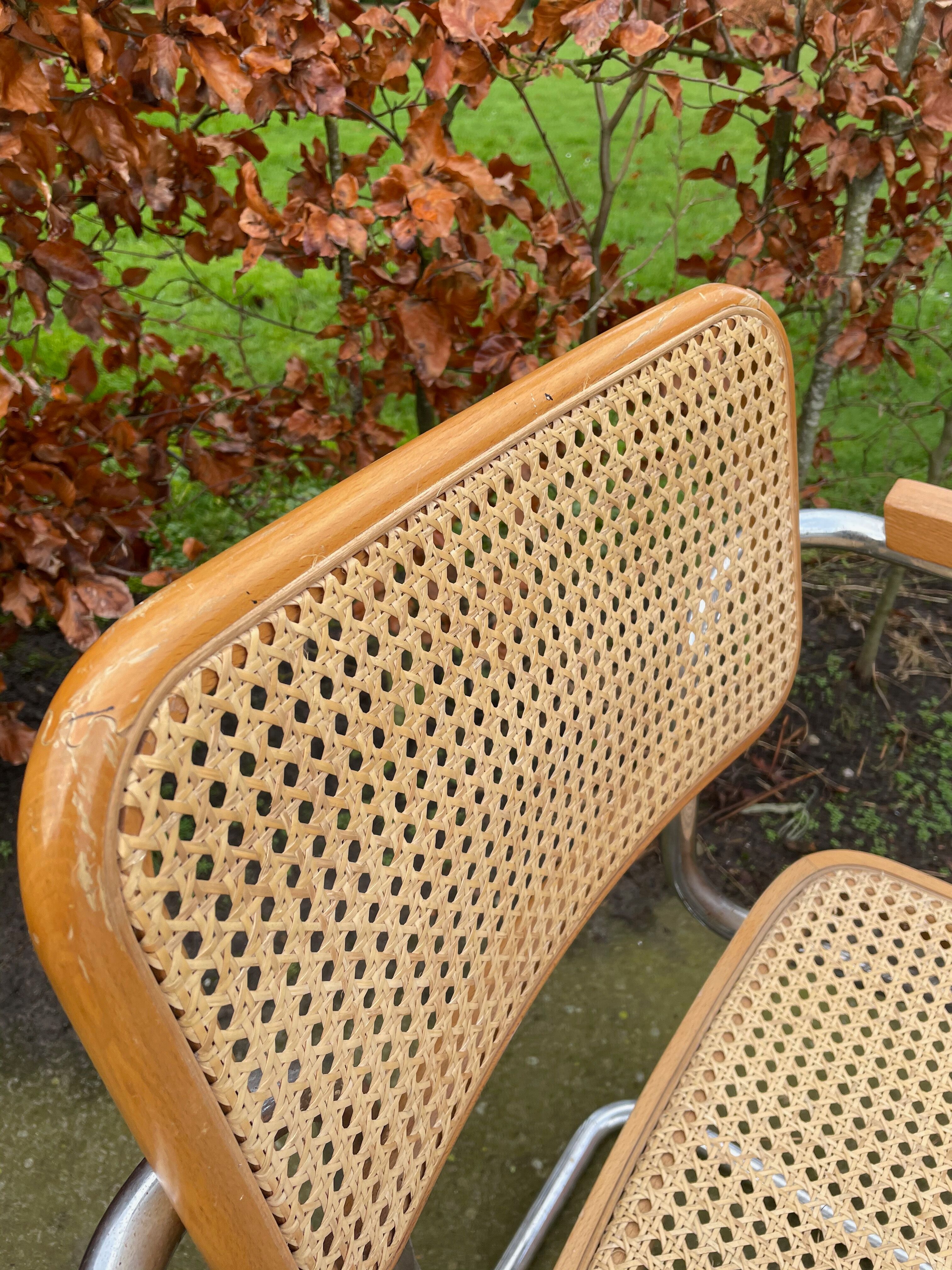 Lot of 4 chairs model Cesca by Marcel Breuer with armrests
