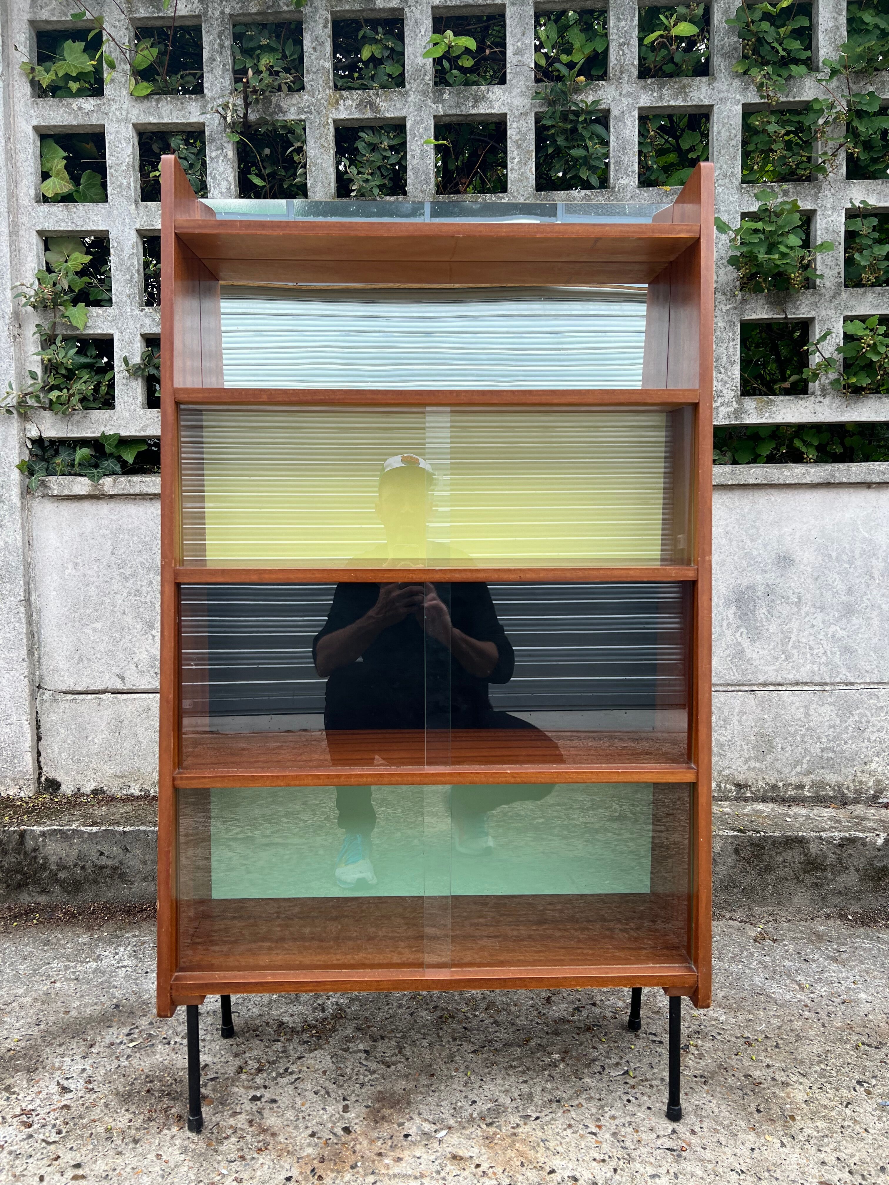 Small shelf 1950 style Guariche multicolored + mirror