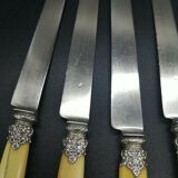 Series of 6 fruit knives blade silver punch Old man handle bone