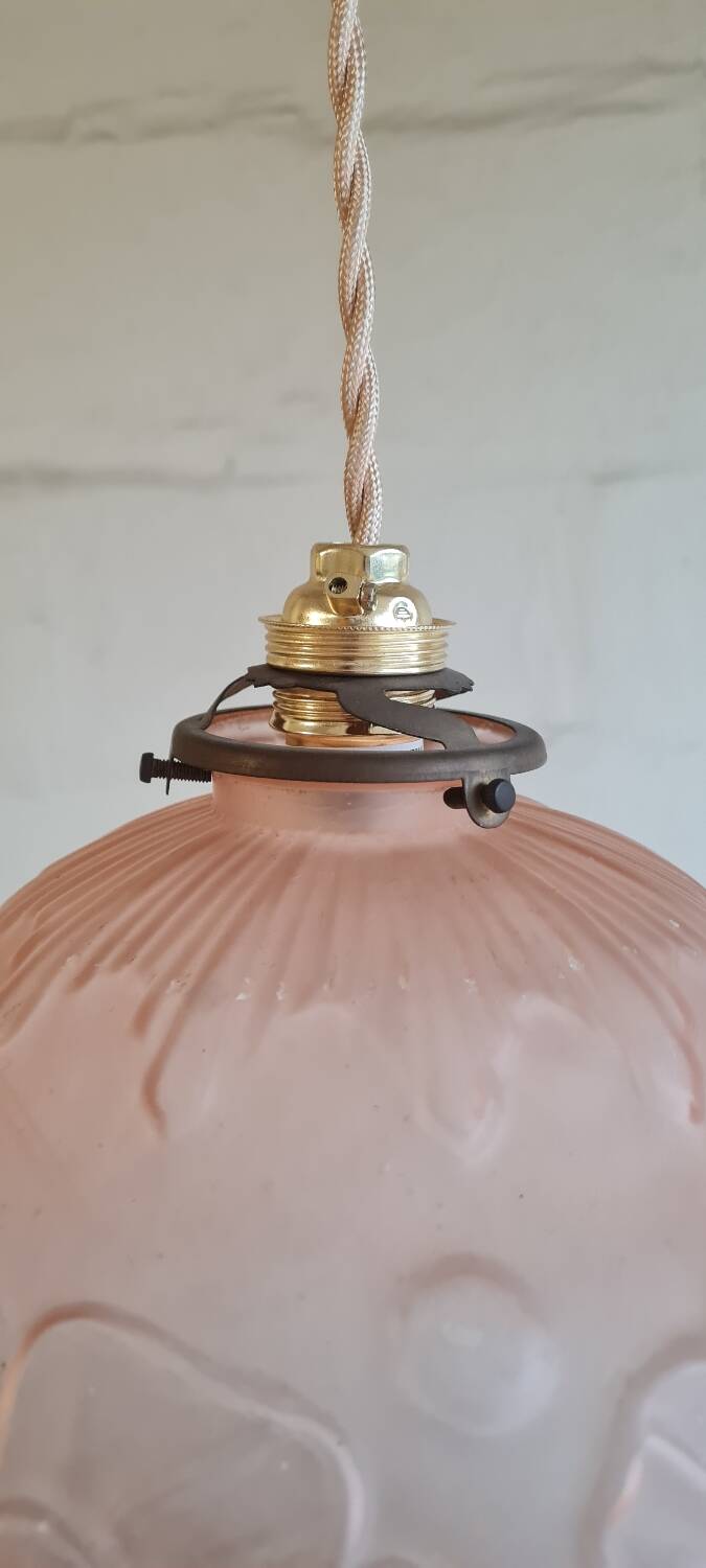 Art deco frosted glass pendant light